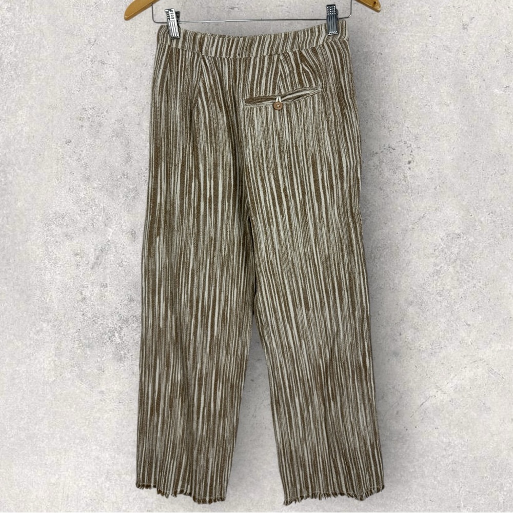 Free People Marta Yarn Dye Wide Leg‎ Trousers Womens Size 0 Brown Striped Boho - Picture 5 of 16
